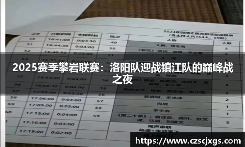 2025赛季攀岩联赛：洛阳队迎战镇江队的巅峰战之夜